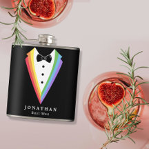 Black Rainbow Personalized Groomsmen Gay Pride