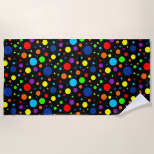 Black Rainbow Spots Beach Towel