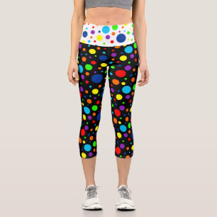 Black Rainbow Spots Capris