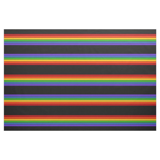 Black Rainbow Stripe Pattern Fabric (Fat Quarter)