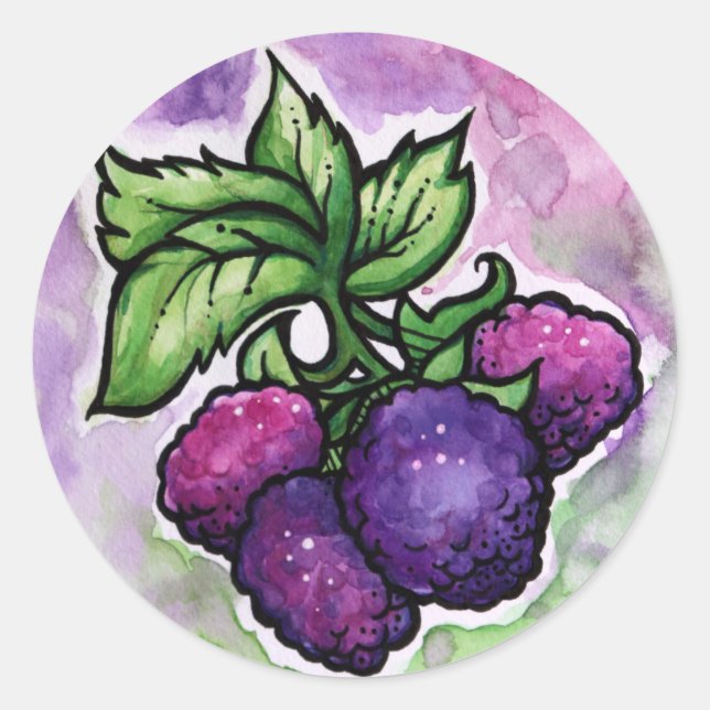 Black Raspberries cute Purple Raspberry Classic Round Sticker (Front)