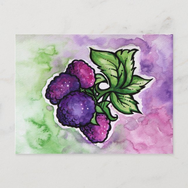 Black Raspberries cute Purple Raspberry Postcard (Front)