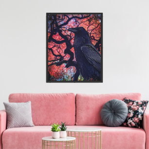 Black Raven and Gnarly Japanese Maple Canvas Print