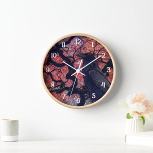 Black Raven and Gnarly Japanese Maple Clock