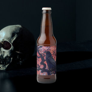 Black Raven and Gnarly Japanese Maple Tree Beer Bottle Label