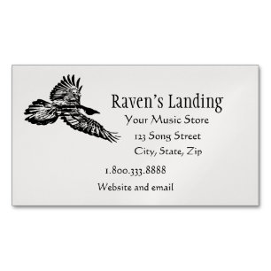Black Raven Bird Soaring in Flight Art Business Ca Magnetic Business Card