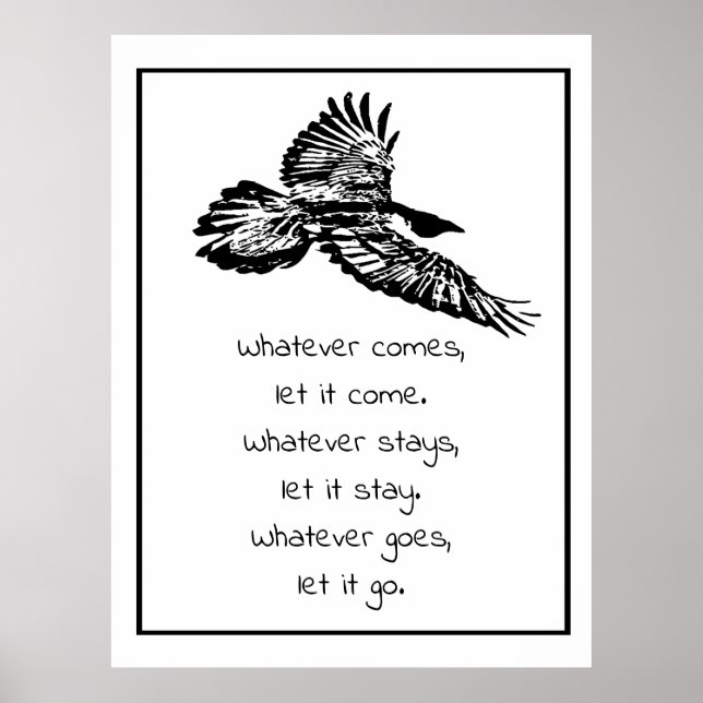 Black Raven Bird Soaring Inspirational Quote   Poster (Front)