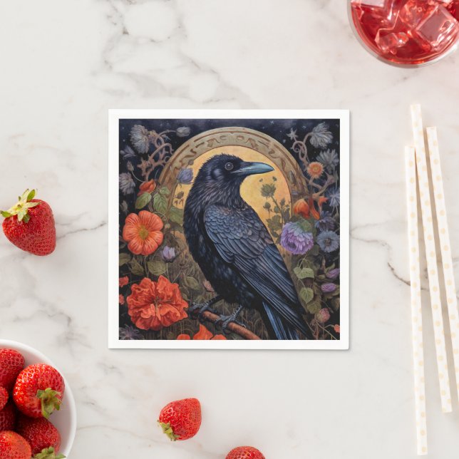 Black Raven Dark Gothic Napkin (Insitu)