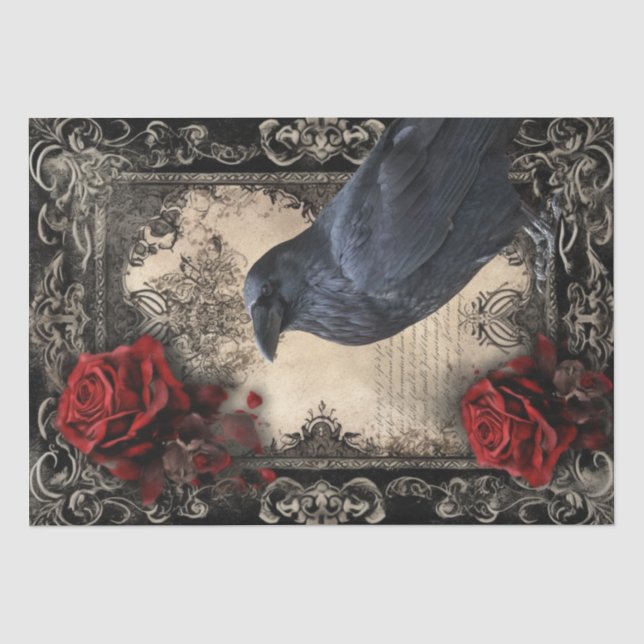 Black Raven Floral Tissue Paper (Front)