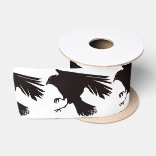 Black Raven Flying Thunder_Cove Satin Ribbon