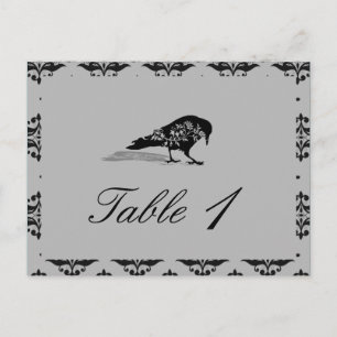 Black Raven Gothic Frame Wedding Table Number Postcard