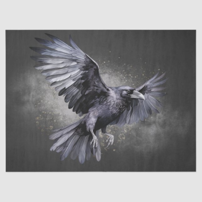 Black Raven Gothic Watercolor Tissue Paper (Front)