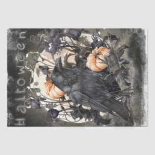 Black Raven Moon Dead Floral Halloween Tissue Paper
