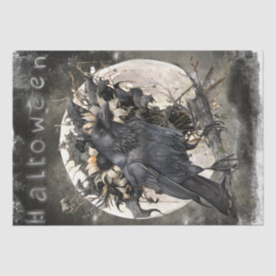 Black Raven Moon Dead Floral Halloween Tissue Paper