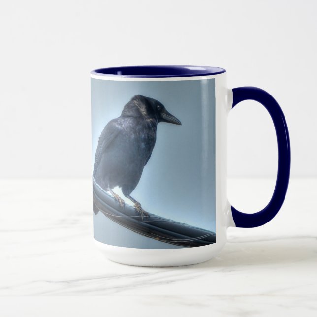Black Raven on a Powerline Gothic, Celtic, Wiccan Mug (Right)