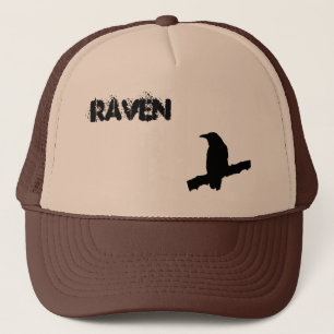 Black Raven or Crow on a branch  Trucker Hat