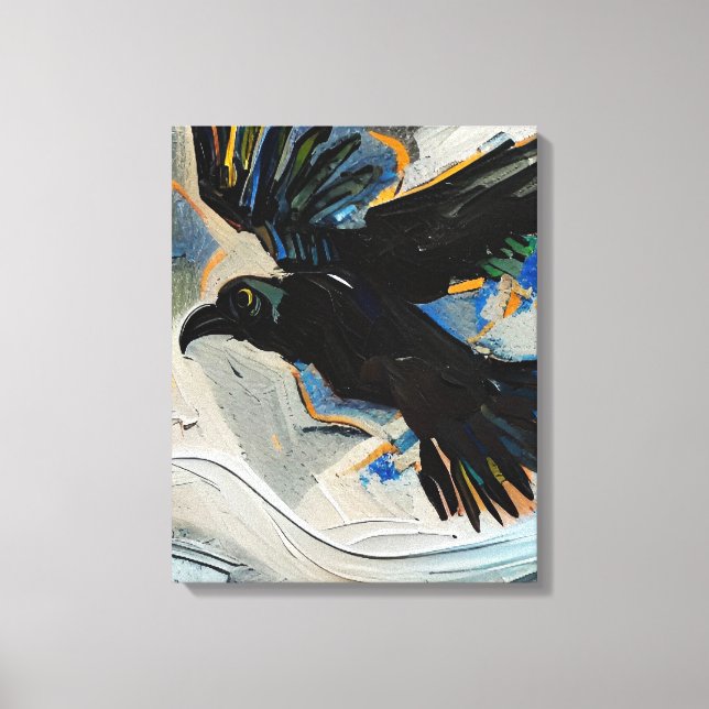 Black raven painting canvas print (Front)