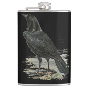 Black Raven Personalize Name Flask