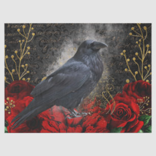 Black Raven Rose Whimsical Tissue Paper