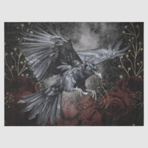 Black Raven Rose Whimsical Tissue Paper