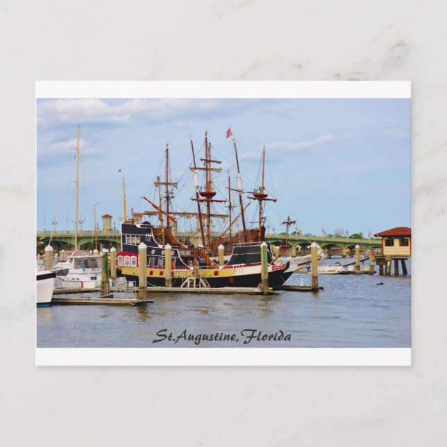 Black Raven Ship St.Augustine, Floride Carte posta (Devant)