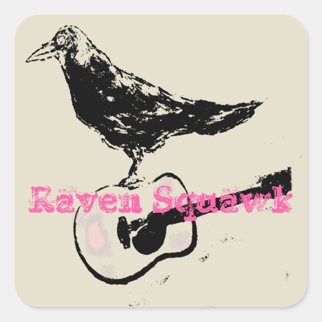 Black Raven Squawk Square Sticker (Front)