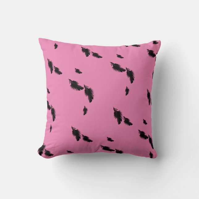 Black raven throw pillow (Front)