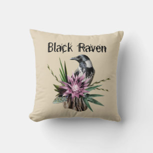 Black Raven Throw Pillow