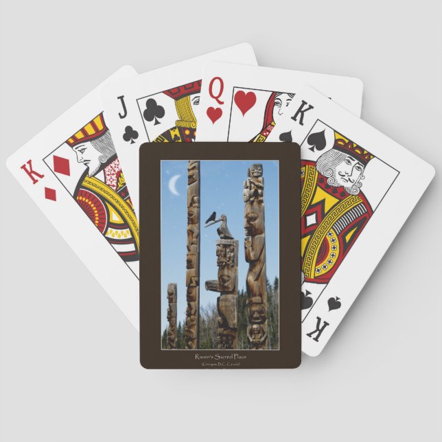 Black Raven & Totem Pole Haida Pack Playing Cards (Back)