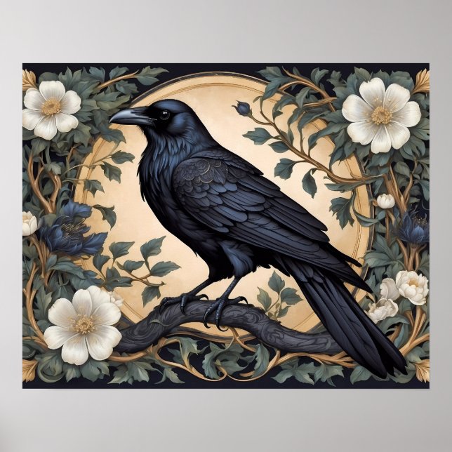 Black Raven William Morris Inspired Poster (Front)