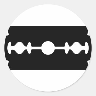 black razor blade classic round sticker