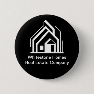 Black Real Estate Company Custom Realtor Name Tag 2 Inch Round Button