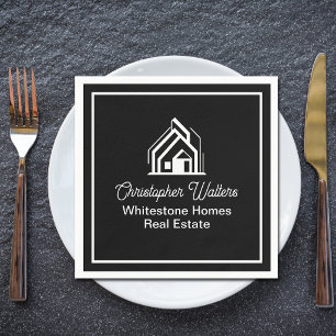 Black Real Estate Company Custom Realtor Party Napkin