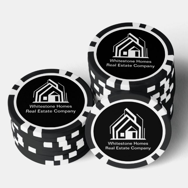 Black Real Estate Company Custom Realtor Poker Chips (Stack)