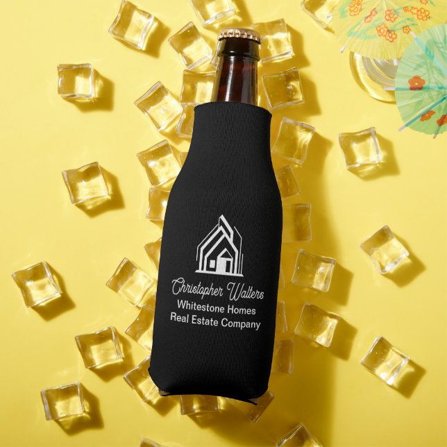 Black Real Estate Company Personalized Realtor Bottle Cooler (In Situ Summer)