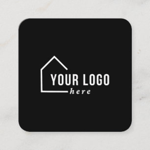 Black Real Estate Logo Photo QR Code Business Card