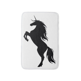 Black Rearing Unicorn Silhouette Bath Mat