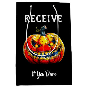 Black Receive If You Dare Halloween Medium Gift Bag