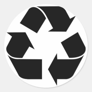 Black Recycling Symbol  Classic Round Sticker