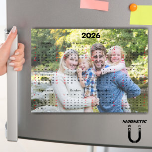 Black & Red 2026 Calendar Custom Photo Magnet