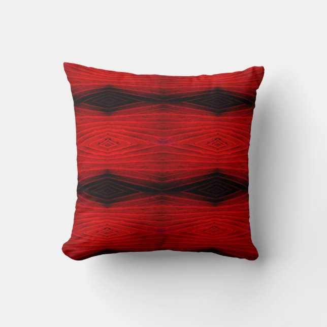 Black, red,  abstract pattern solid back throw pillow (Front)