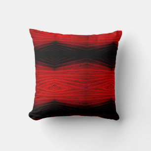 Black, red,  abstract pattern solid back throw pillow