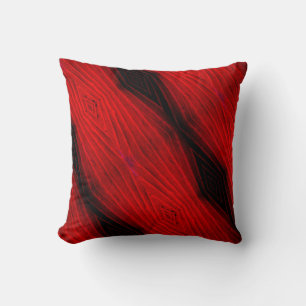 Black, red,  abstract pattern solid back throw pillow
