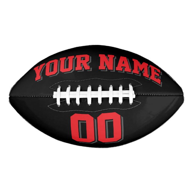 BLACK RED AND CHARCOAL GRAY Custom Football (Front)