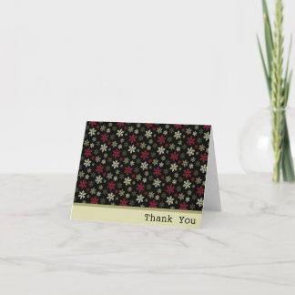 Black Red and Green Snowflake Pattern Thank You Card