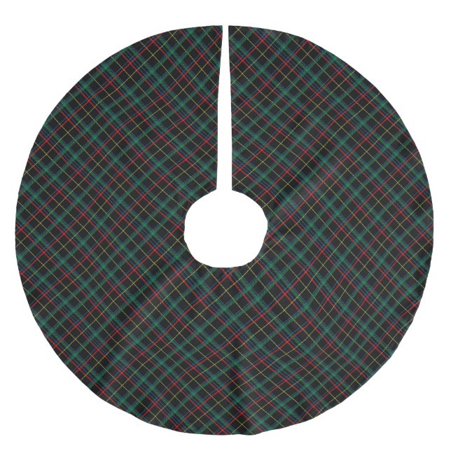 Black, Red and Green Tartan Brushed Polyester Tree Skirt (Front)