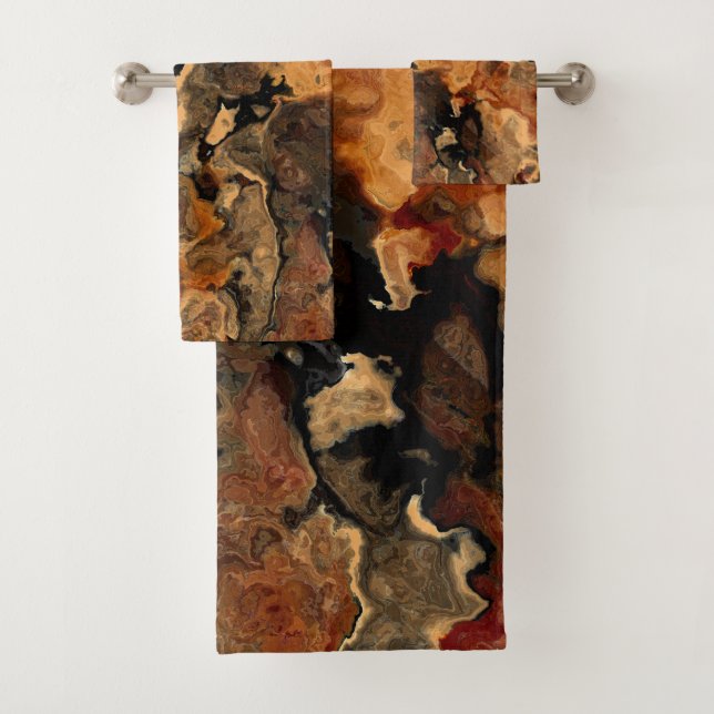 Black, Red and Rust Bath Towel Set (Insitu)
