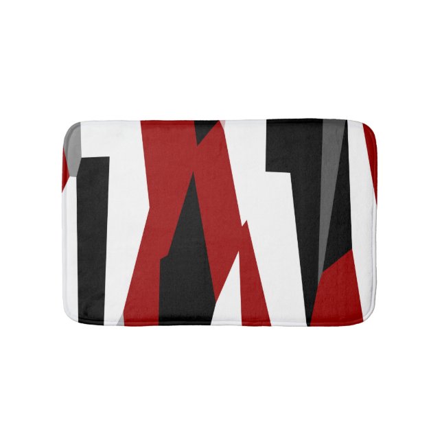 Black, Red and White Abstract Bath Mat (Front)