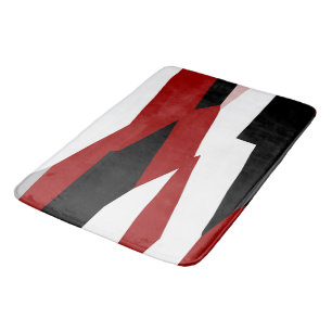 Black, Red and White Abstract Bath Mat