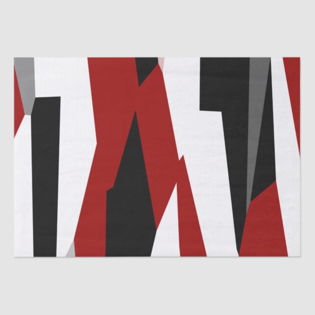 Black, Red and White Abstract Tissue Paper (Front)